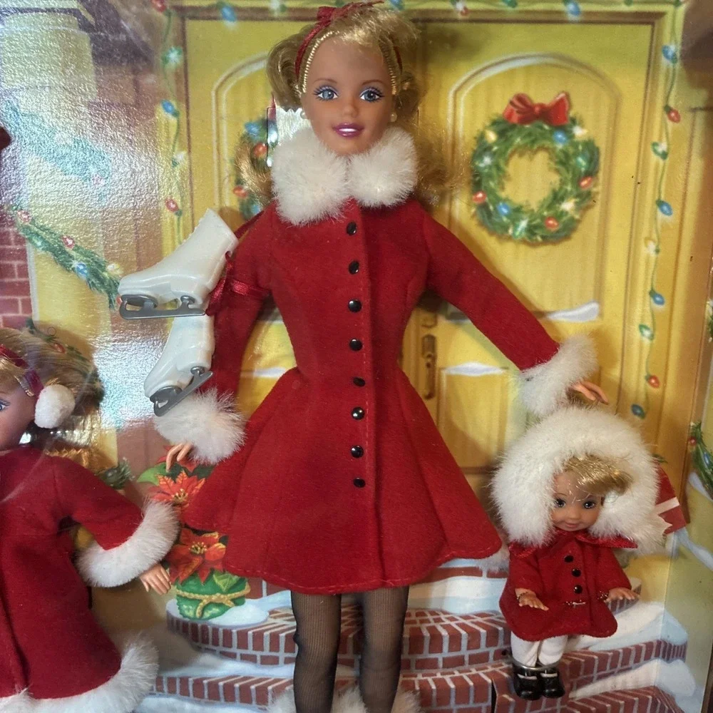 Barbie Holiday Sisters Kelly & Stacie 1999 3-Doll Set Red Santa  New NICE!